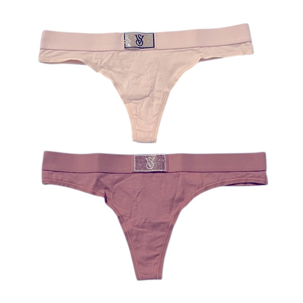 #5-Victoria's Secret 2-Pack VS Bling Thong Panties Women’s Small NWT